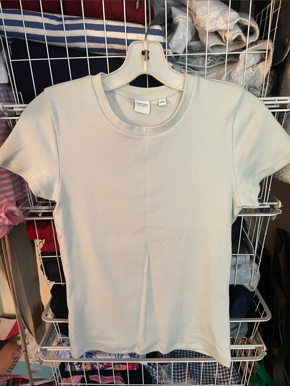Aritzia Homestretch Ribbed Short Sleeve Tee — Pale Sage